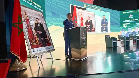 Omar Hilale, representante permanente de Marruecos ante la ONU, durante su intervención en el Foro MD Sahara celebrado en la ciudad de Dajla, Marruecos