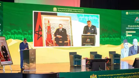 Omar Hilale, representante permanente de Marruecos ante la ONU, durante su intervención en el Foro MD Sahara celebrado en la ciudad de Dajla, Marruecos