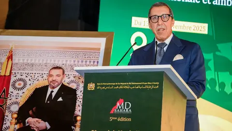 Omar Hilale, representante permanente de Marruecos ante la ONU, durante su intervención en el Foro MD Sahara celebrado en la ciudad de Dajla, Marruecos