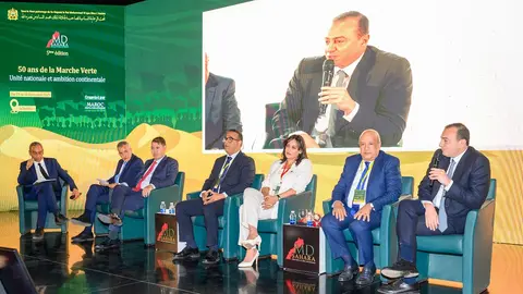 Ali Sedikki, director general de la Agencia Marroquí para el Desarrollo de las Inversiones y las Exportaciones (AMDIE), durante su intervención en el Foro MD Sahara celebrado en Dajla, Marruecos