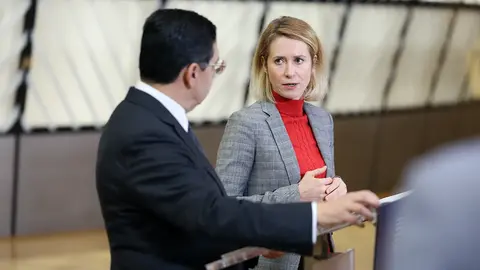 El ministro de Asuntos Exteriores, Cooperación Africana y Marroquíes que viven en el Extranjero, Nasser Bourita, y la Alta Representante para Asuntos Exteriores y Política de Seguridad de la Unión Europea, Kaja Kallas - PHOTO/UNIÓN EUROPEA