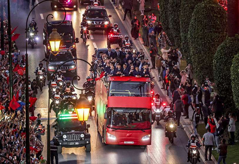 Imagen de archivo de la celebración del cuarto puesto en la Copa del Mundo de Qatar 2022 en las calles de Rabat - PHOTO/ARCHIVO