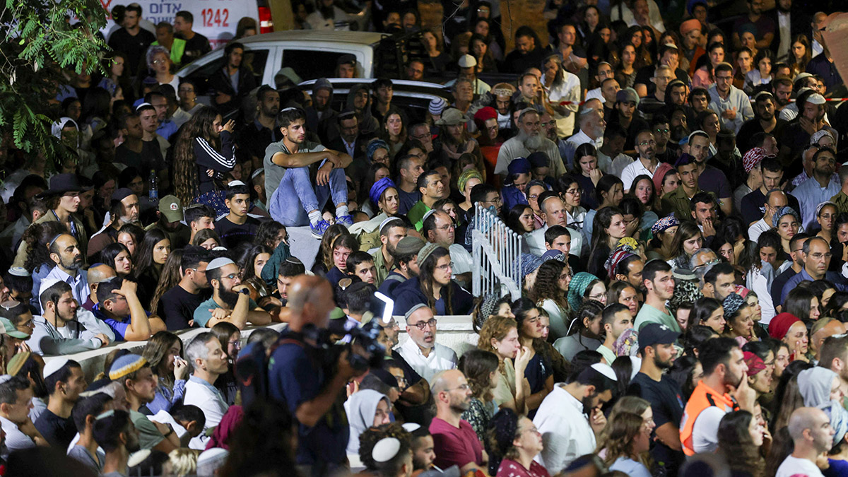 Friends and family mourn Harel Masood who was killed in a Palestinian shooting attack along with three other Israelis near the Jewish settlement of Eli, at his funeral in Yesodot, Israel June 20, 2023. REUTERS/Ronen Zvulun