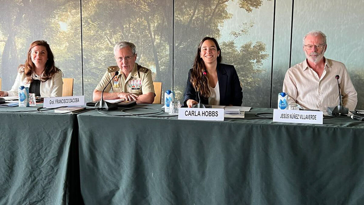 PHOTO/ATALAYAR - Catherine Sendak, directora del Programa de Seguridad y Defensa transatlántica del Center for European Policy Analysis (CEPA), General Francisco Dacoba, director del Instituto Español de Estudios Estratégicos (IEEE), Jesús Núñez Villaverde codirector del Instituto de Estudios sobre Conflictos y Acción Humanitaria (IECAH) y Carla Hobbs, European Council on Foreign Relations (ECFR)