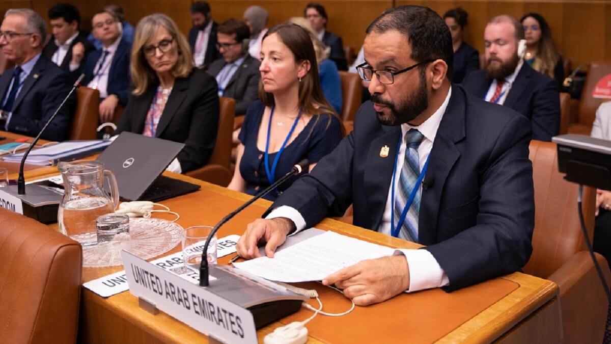 PHOTO/WAM - Salem Butti Salem al-Qubaisi, director general de la Agencia Espacial emiratí, expone las líneas maestras del proyecto ante el Comité de la ONU para la Utilización del Espacio Ultraterrestre con Fines Pacíficos