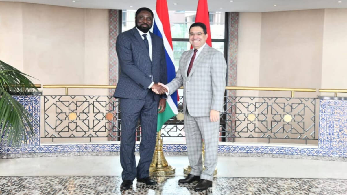 PHOTO/REDES - Mamadou Tangara, ministro de Asuntos Exteriores de Gambia, y Nasser Bourita, ministro de Asuntos Exteriores de Marruecos