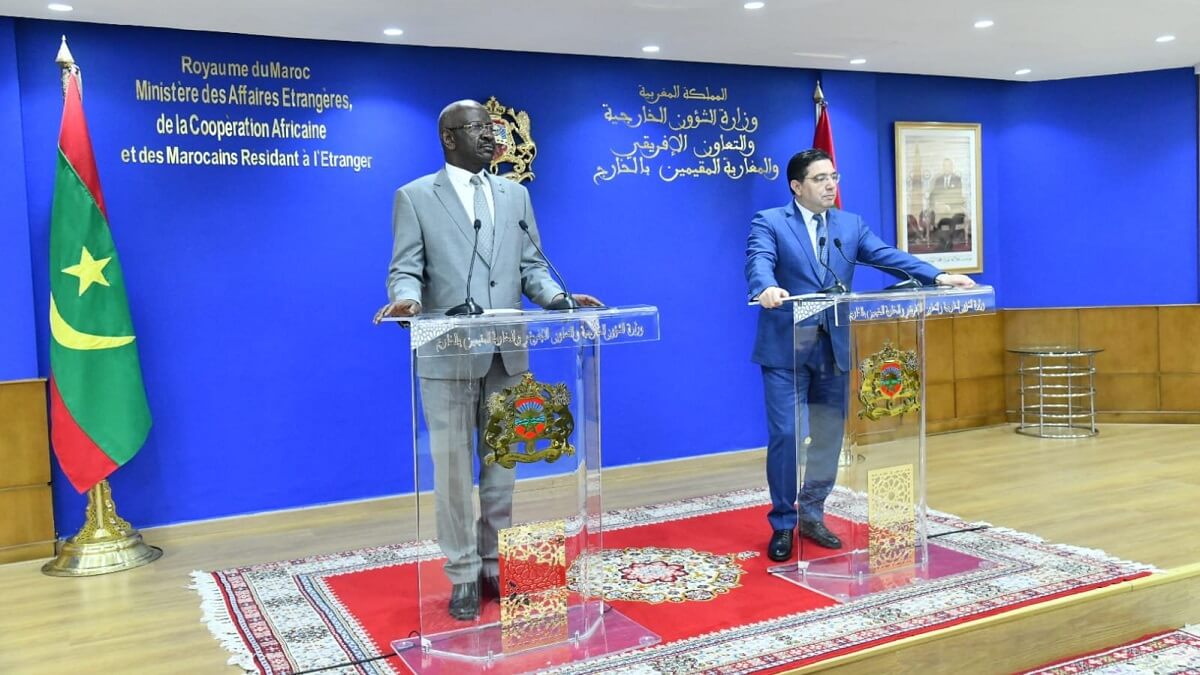 El ministro Nasser Bourita y su homólogo mauritano, el Sr. Mohamed Salem Ould Merzoug - Twitter @DiplomaciaM