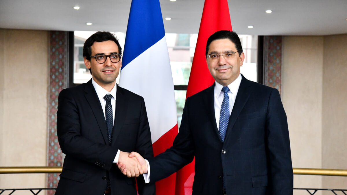 El ministro francés de Asuntos Exteriores, Stéphane Séjourné, y el jefe de la diplomacia marroquí, Nasser Bourita - PHOTO/@Marocdiplo_EN