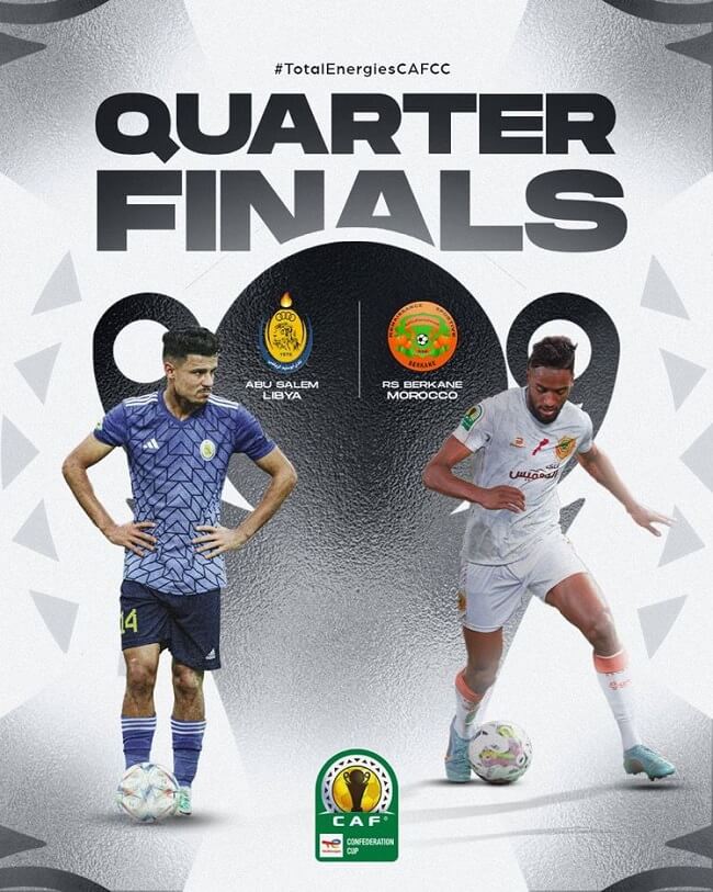 Cartel de partido de fútbol entre equipo marroquí y equipo argelino