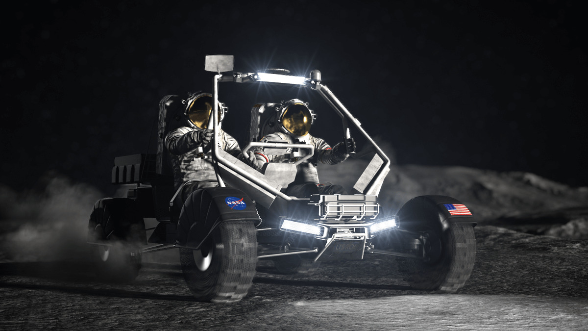 La NASA quiere un pequeño vehículo para dos astronautas, capaz de recorrer 20 kilómetros diarios, superar desniveles del 20%, alcanzar una velocidad de 15 kilómetros por hora y sobrevivir a las frías noches del Polo Sur lunar - PHOTO/NASA