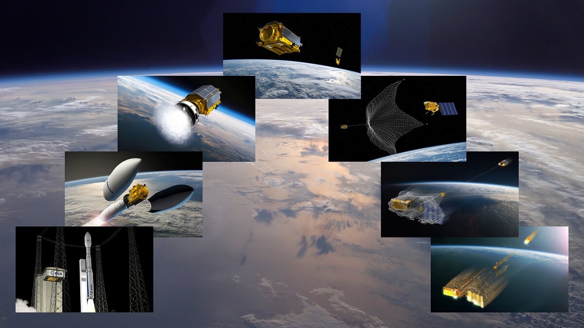 Secuencia del primer proyecto de desescombro espacial de la ESA, eDeorbit, que no ha llegado a hacerse realidad - PHOTO/ESA-David Ducros