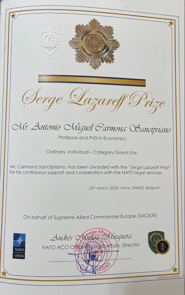 Diploma del galardón Gran cruz Serge Lazareff