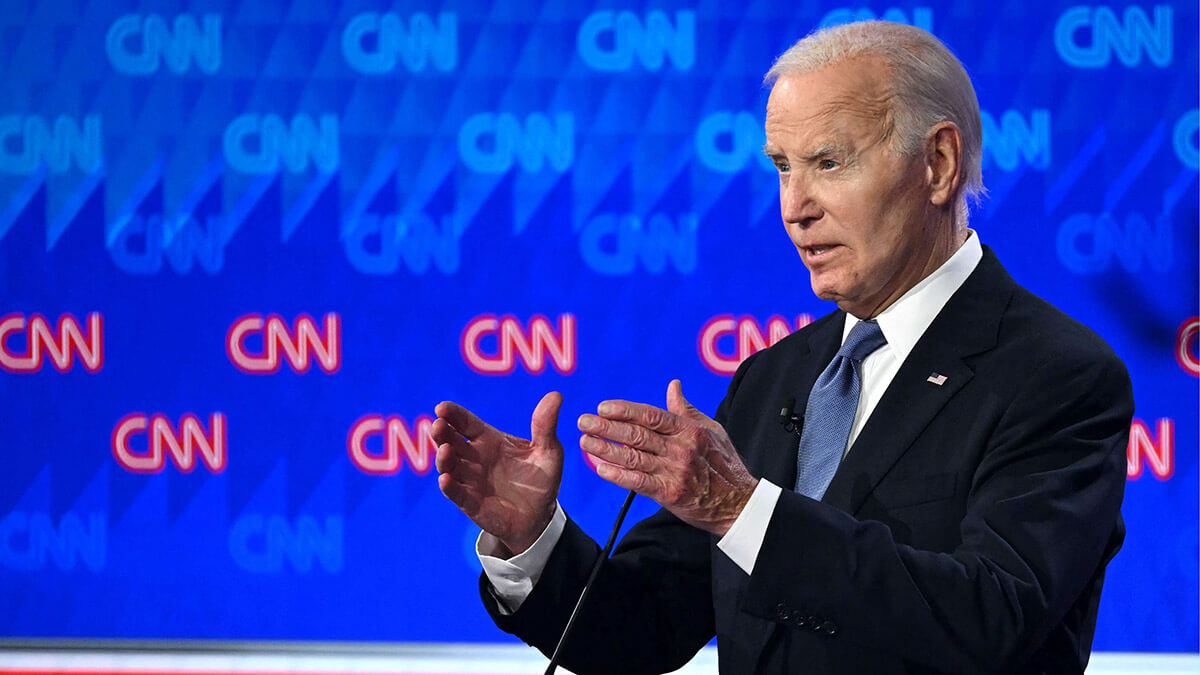 El presidente estadounidense Joe Biden en el primer debate presidencial de las elecciones de 2024 - AFP/ANDREW CABALLERO-REYNOLDS