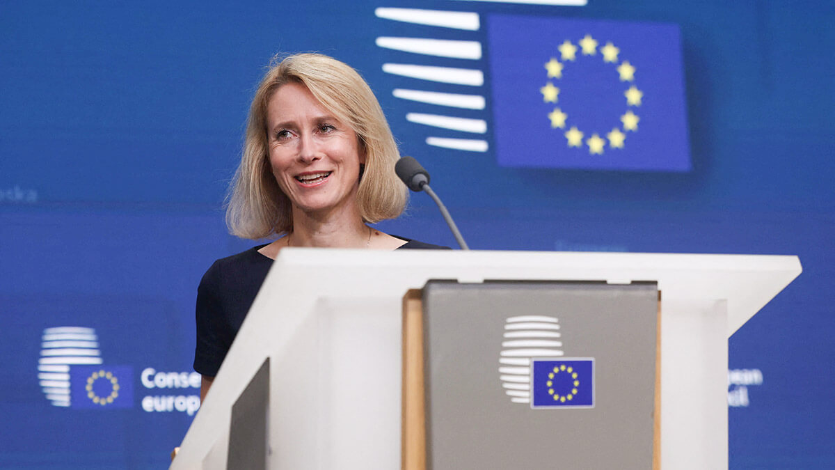 Kaja Kallas, participa en una rueda de prensa durante una cumbre de líderes de la Unión Europea en Bruselas, Bélgica, el 28 de junio de 2024 - REUTERS/YVES HERMAN