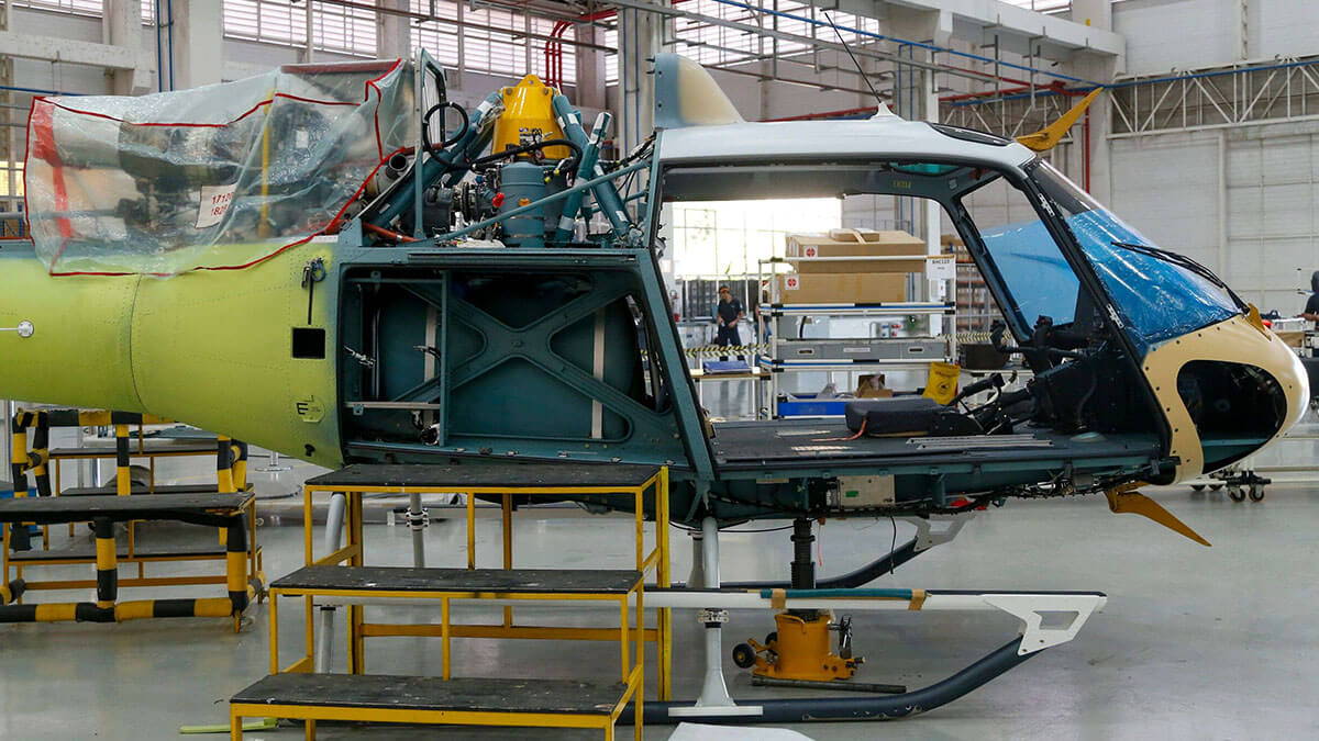 Vista de la fábrica de Airbus Helicopters/Helibras -la única planta de ensamblaje de helicópteros en América Latina- en Itajuba, Minas Gerais, Brasil - AFP/MIGUEL SCHINCARIOL