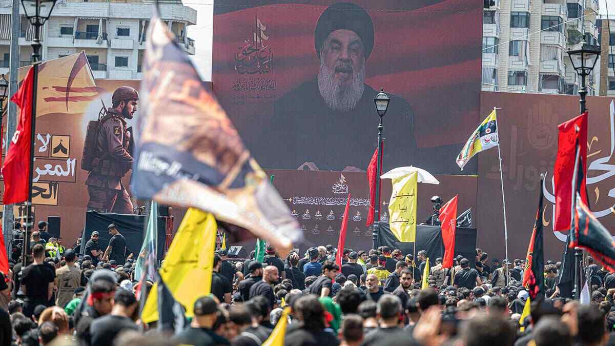 Discurso televisado del jefe del Hezbolá del Líbano, Hasan Nasrallah, después de la marcha de Ashura - AFP/KHALED DESOUKI