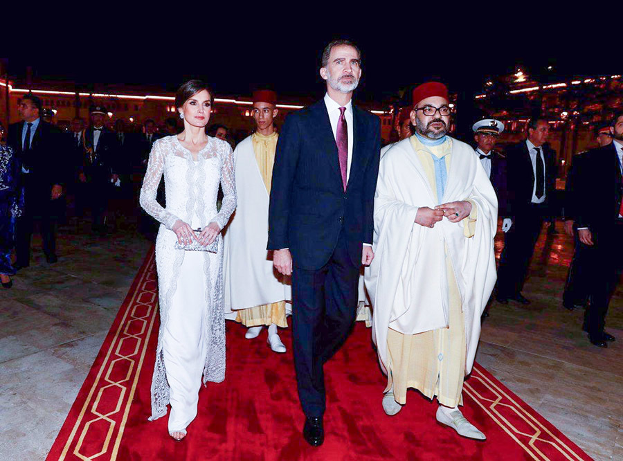La reina Letizia, Felipe VI y Mohamed VI
