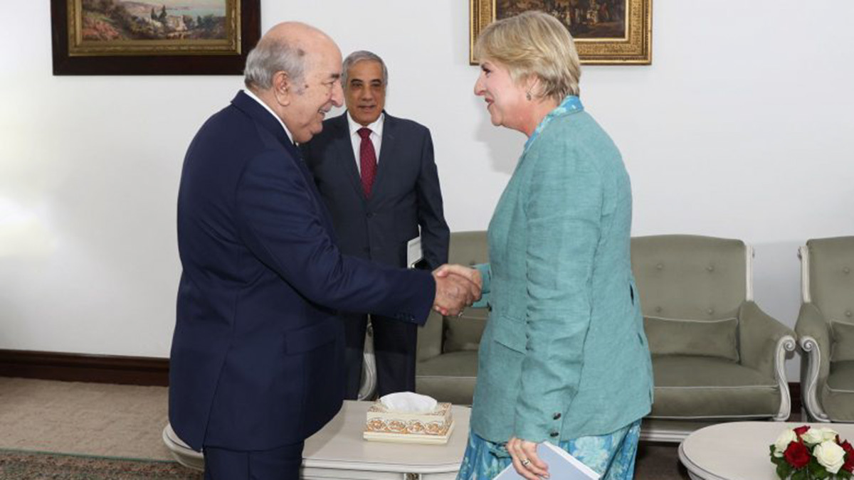 <p>Abdelmadjid Tebboune junto a la Embajadora de los Estados Unidos de América en Argel, Elizabeth Moore Aubin - PHOTO/REDES SOCIALES</p>
