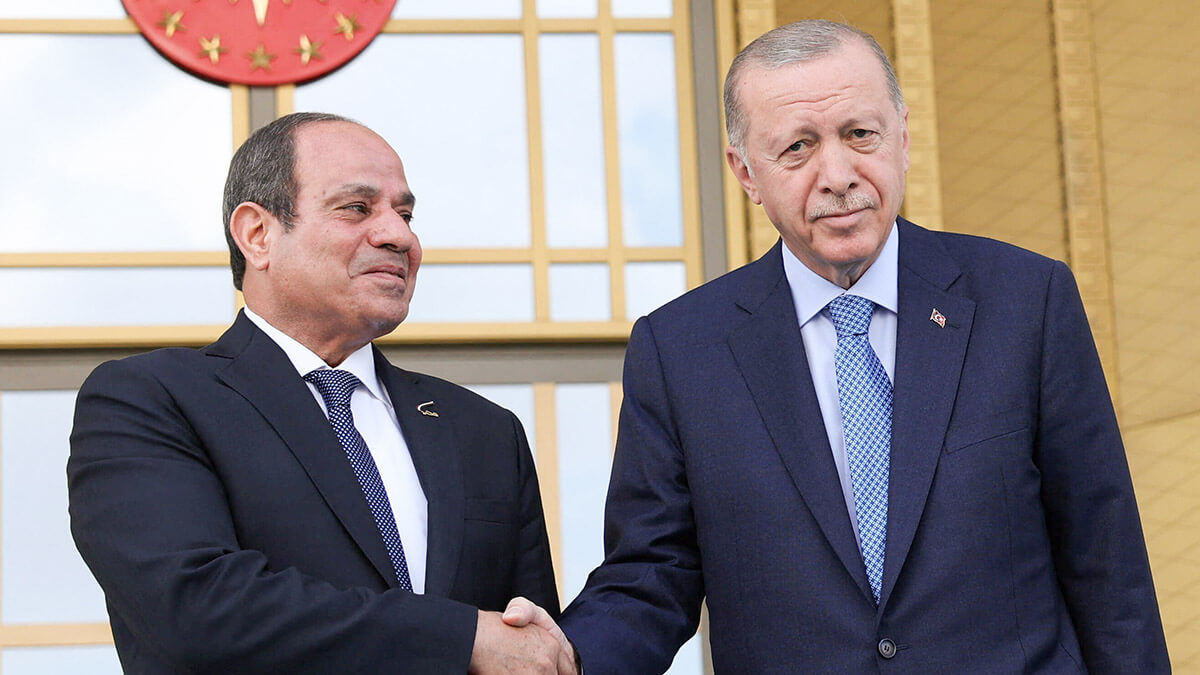 El presidente de Turquía, Tayyip Erdogan, recibe al presidente egipcio, Abdel Fattah al-Sisi, en el Palacio Presidencial en Ankara, Turquía, el 4 de septiembre de 2024 - REUTERS/MURAD SEZER