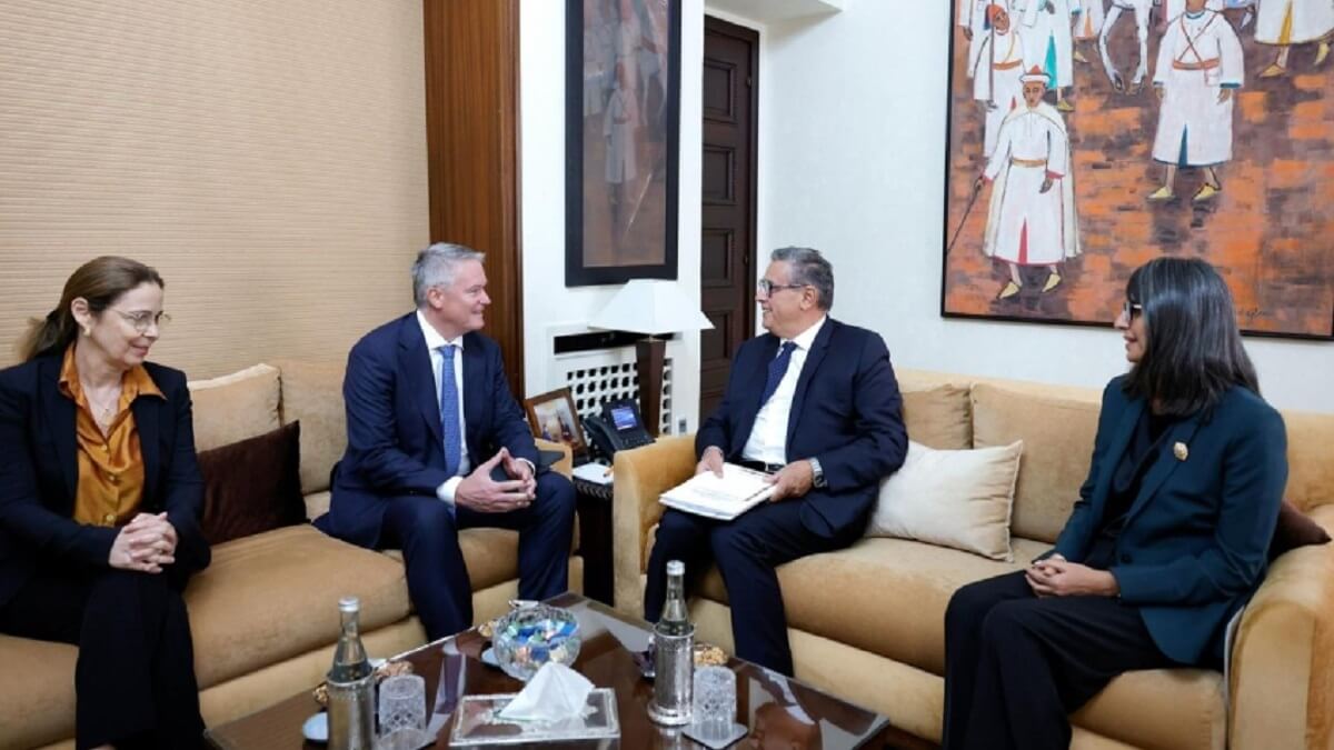 Encuentro entre Aziz Akhannouch, Mathias Cormann y Nadia Fettah – PHOTO/OFICINA DEL JEFE DEL GOBIERNO DE MARRUECOS