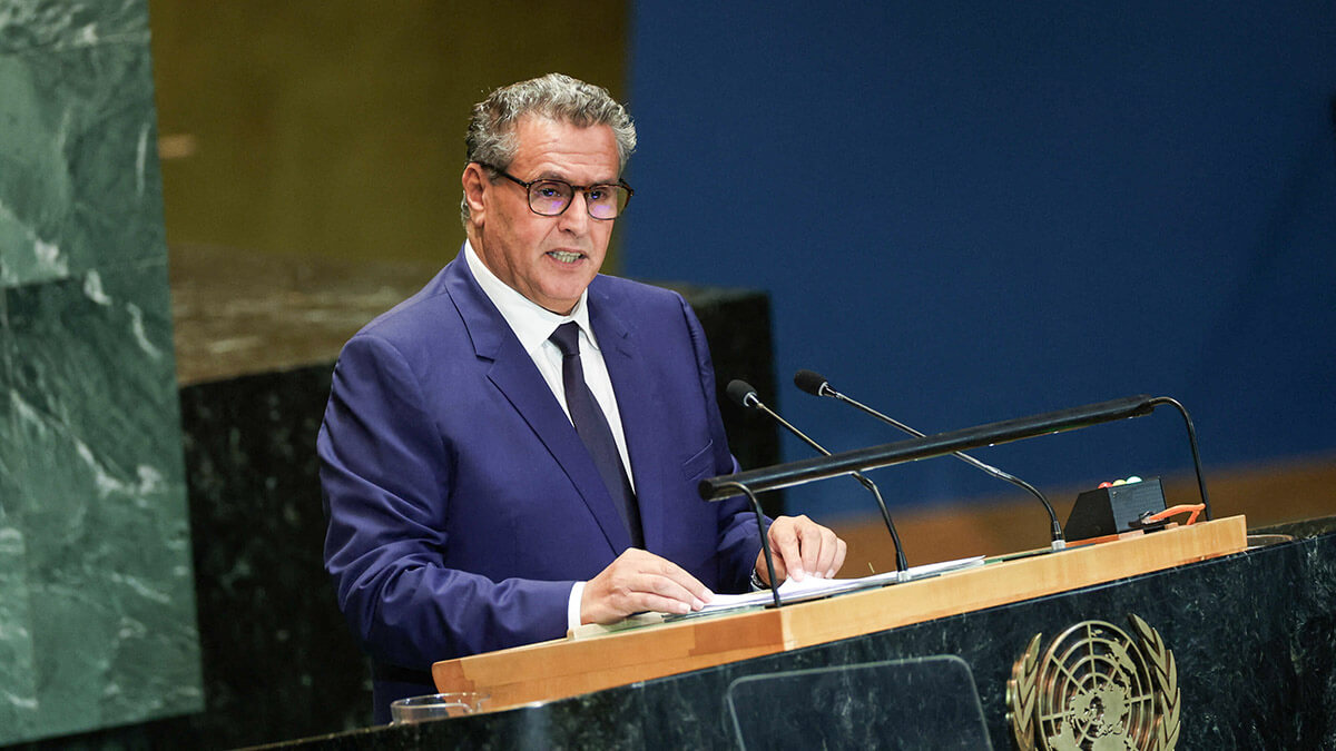<p>Aziz Akhannouch, jefe de Gobierno del Reino de Marruecos, se dirige a la Cumbre del Futuro en el Salón de la Asamblea General de la Sede de las Naciones Unidas en la ciudad de Nueva York, Estados Unidos, el 23 de septiembre de 2024 - REUTERS/CAITLIN OCHS</p>