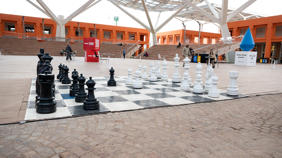 Plaza central del campus de la Universidad Politécnica Mohamed VI de Marruecos - PHOTO/ATALATAR