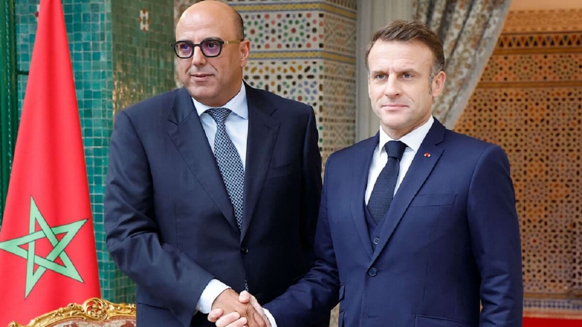 Mohamed Ould Errachid, presidente de la Cámara de Consejeros de Marruecos, y Emmanuel Macron, presidente de Francia - PHOTO/POOL/AFP/LUDOVIC MARIN