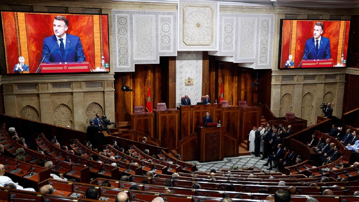 Discurso del presidente de Francia, Emmanuel Macron, en el Parlamento de Marruecos - PHOTO/POOL/AFP/LUDOVIC MARIN