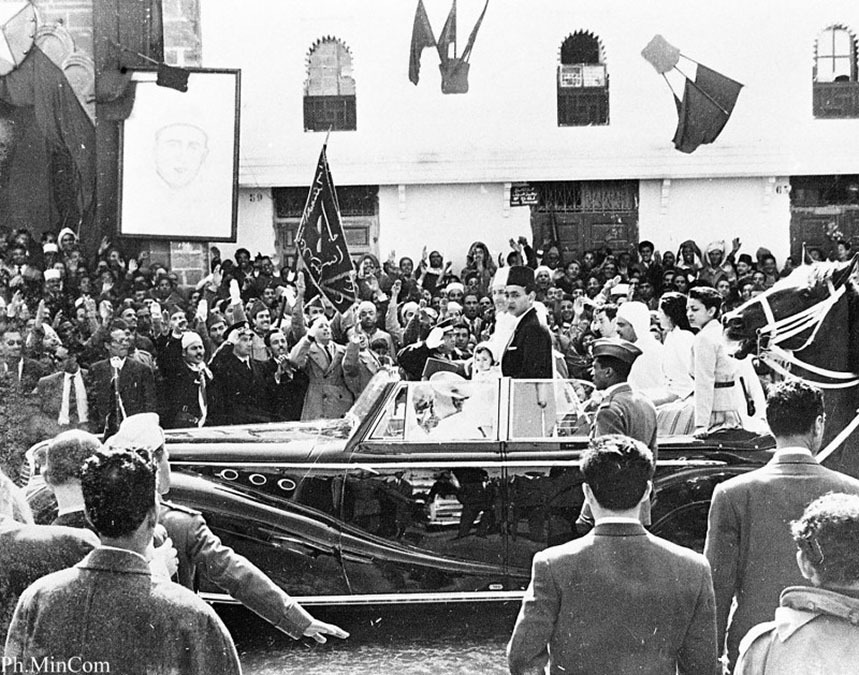Primera visita del rey Mohamed V a Casablanca tras su regreso del exilio
