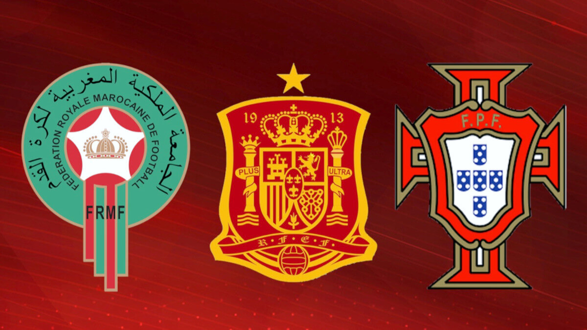 Escudos de Marruecos, España y Portugal - PHOTO / @FRMFOFFICIEL