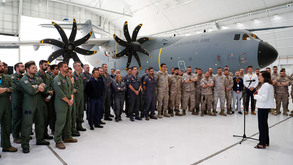 La segunda base aérea española de mayores dimensiones es la de Zaragoza, donde están desplegados los aviones de transporte A400M del Ala 31 y los cazas EF-18 del Ala 15, además de otras numerosas unidades - PHOTO/MDE-Marco Romero