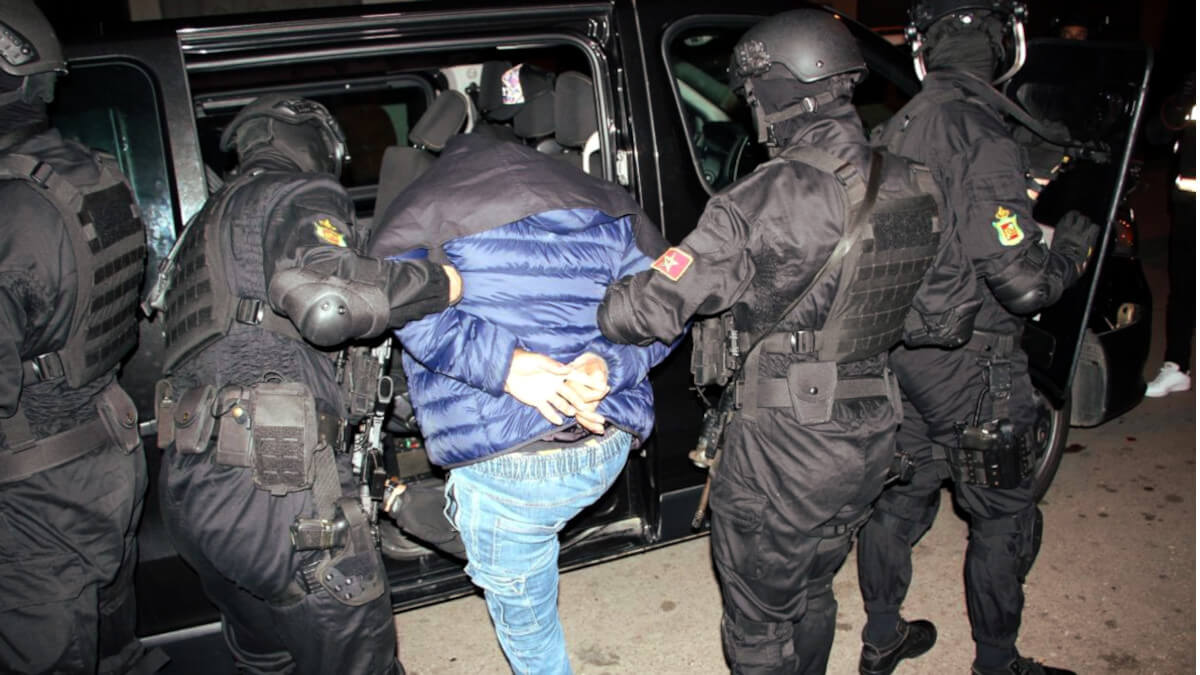 Miembros de la Dirección General de Vigilancia del Territorial (DGST) durante la detención de un terrorista en Marruecos - PHOTO/@DGSN_MAROC