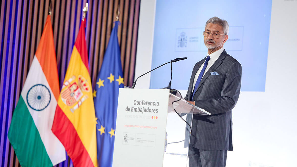 <p>El ministro indio de Exteriores, Subrahmanyam Jaishankar, en la Conferencia de Embajadores - PHOTO/ @jmalbares<br />
</p>