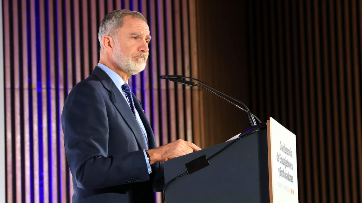 <p>El rey Felipe VI durante la IX Conferencia de Embajadores y Embajadoras de España el 14 de enero de 2025 - PHOTO/CASA REAL</p>
