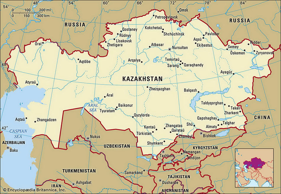 Mapa de Kazajistán - PHOTO/ARCHIVO