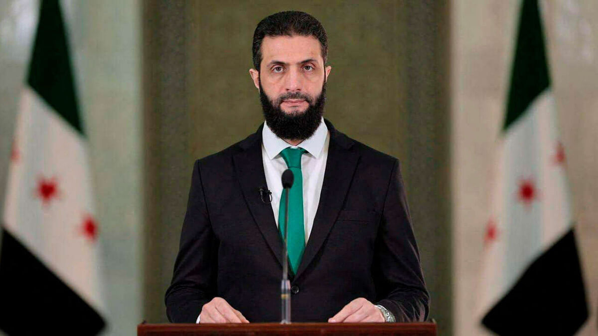 <p>El presidente sirio, Ahmed al-Sharaa, pronuncia un discurso en el Palacio Presidencial en Damasco, Siria - PHOTO/ PRESIDENCIA SIRIA</p>