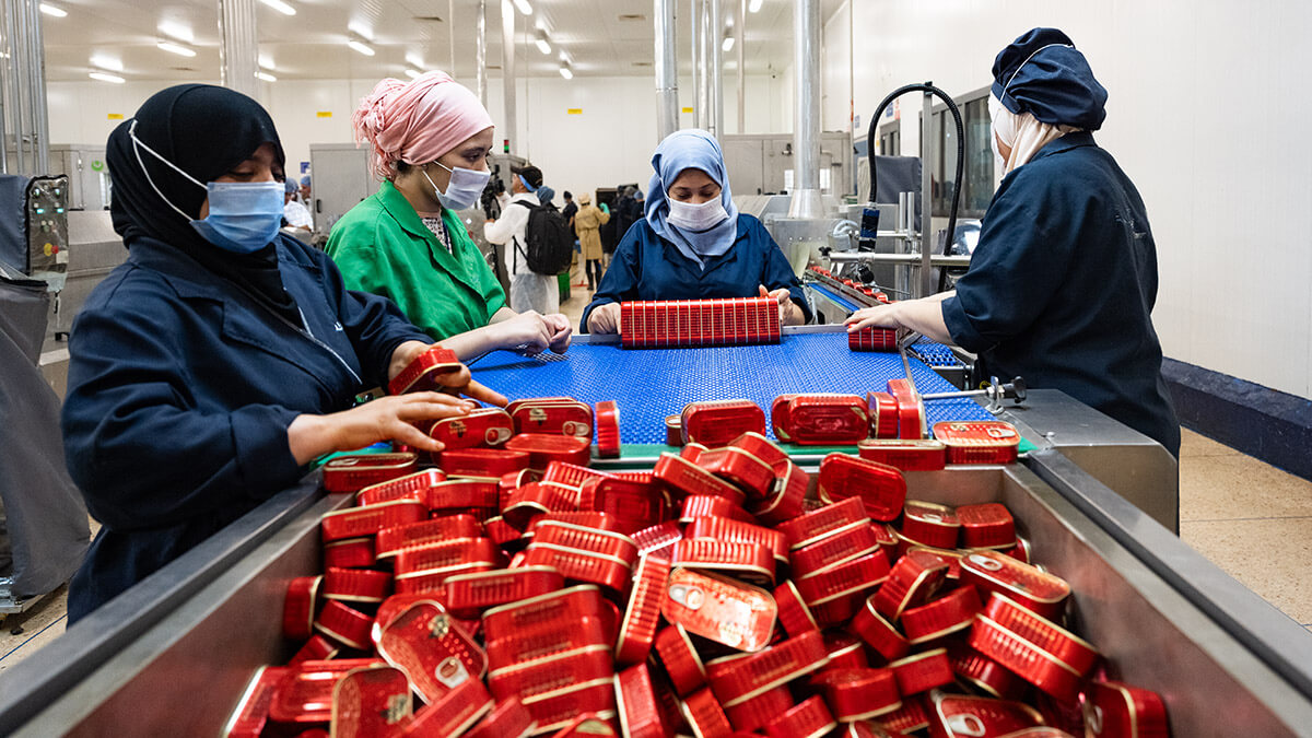 Imágenes de las trabajadoras de la conservera Río de Oro, una de las más importantes del país, en la ciudad de Dajla, Marruecos - ATALAYAR/GUILLERMO LÓPEZ