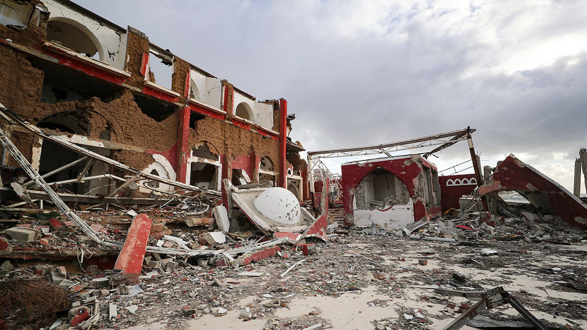 El hotel Aldeira, en medio de un alto el fuego entre Israel y Hamás, después de una propuesta del presidente estadounidense Donald Trump para que Estados Unidos tome el control de Gaza y desplace a sus residentes, en la ciudad de Gaza el 6 de febrero de 2025 - REUTERS/ DAWOUD ABUS ALKAS