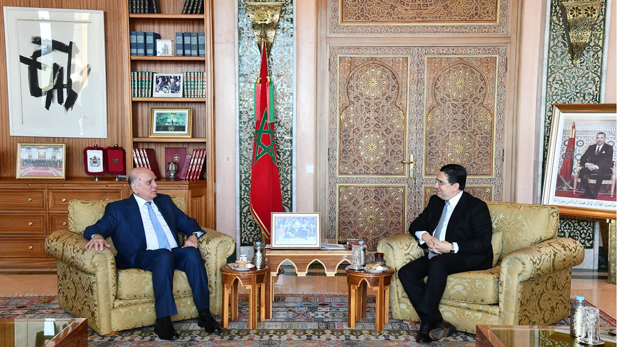 <p> Reunión de Nasser Bourita con su homólogo iraquí, Fuad Hussein - PHOTO/ @MarocDiplomatie</p>