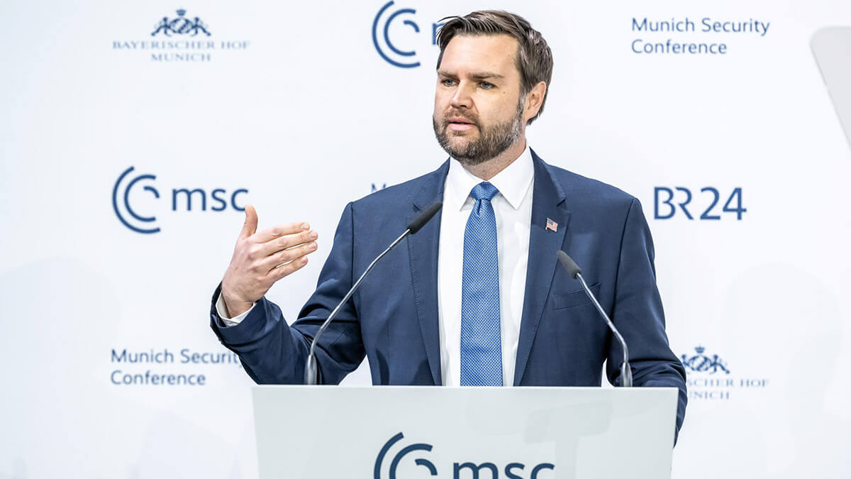 El vicepresidente de Estados Unidos, JD Vance ha señalado a dirigentes europeos cuál es su nuevo papel: dar un paso adelante en defensa mientras Estados Unidos se concentra en áreas del mundo que están en gran peligro - MSC/Preiss