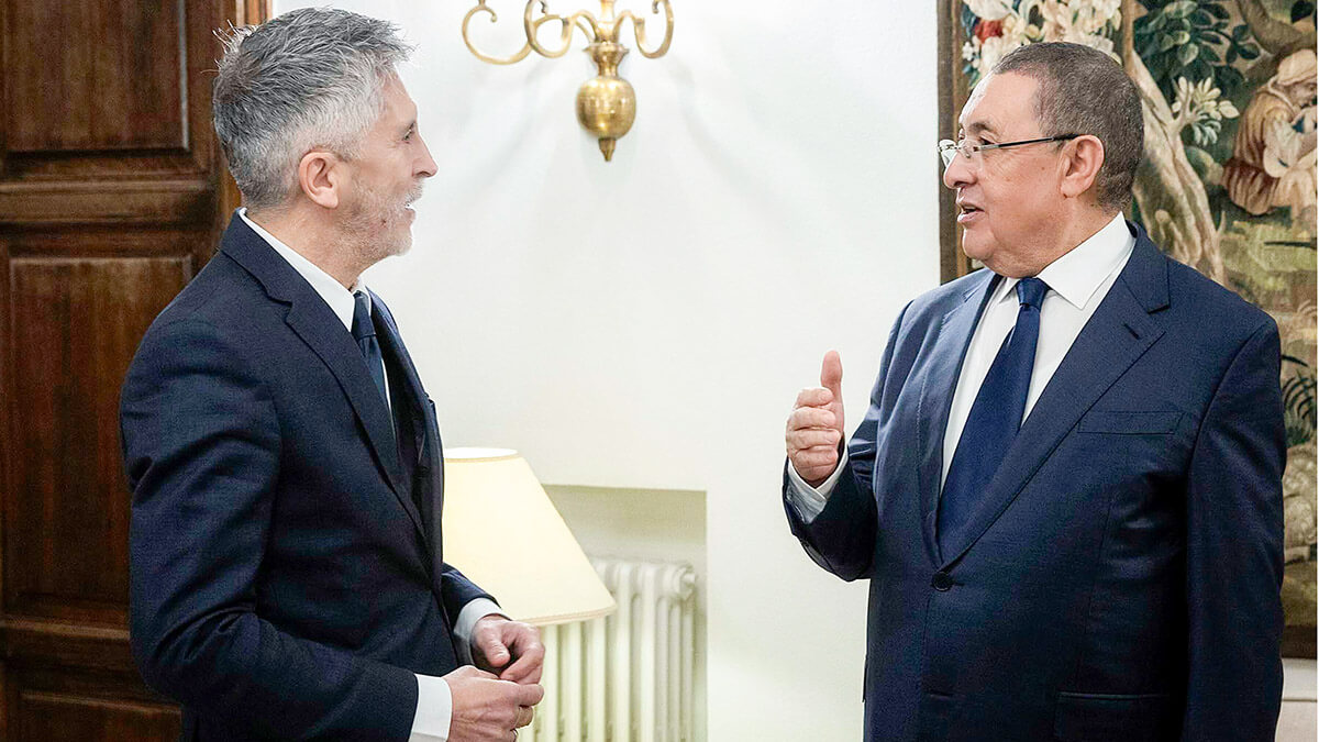 Fernando Grande-Marlaska, ministro del Interior de España junto a Ibrahim Merad, ministro del Interior y del Gobierno Local de Argelia - PHOTO/ MINISTERIO DEL INTERIOR