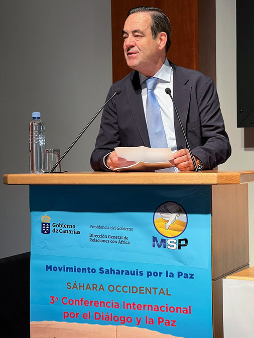 José Bono en la III Conferencia Internacional para el Diálogo y la Paz en el Sáhara Occidental - PHOTO/ATALAYAR