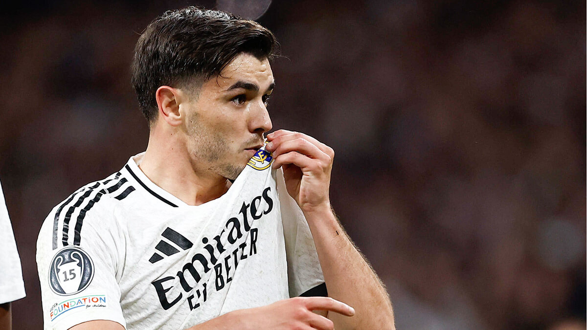 <p>Brahim Díaz del Real Madrid celebra el segundo gol - REUTERS/JUAN MEDINA </p>