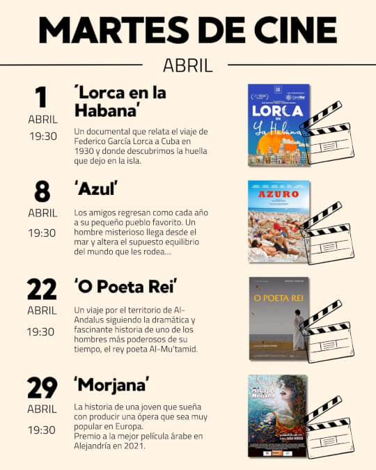 Programación cine de abril en Tres Culturas