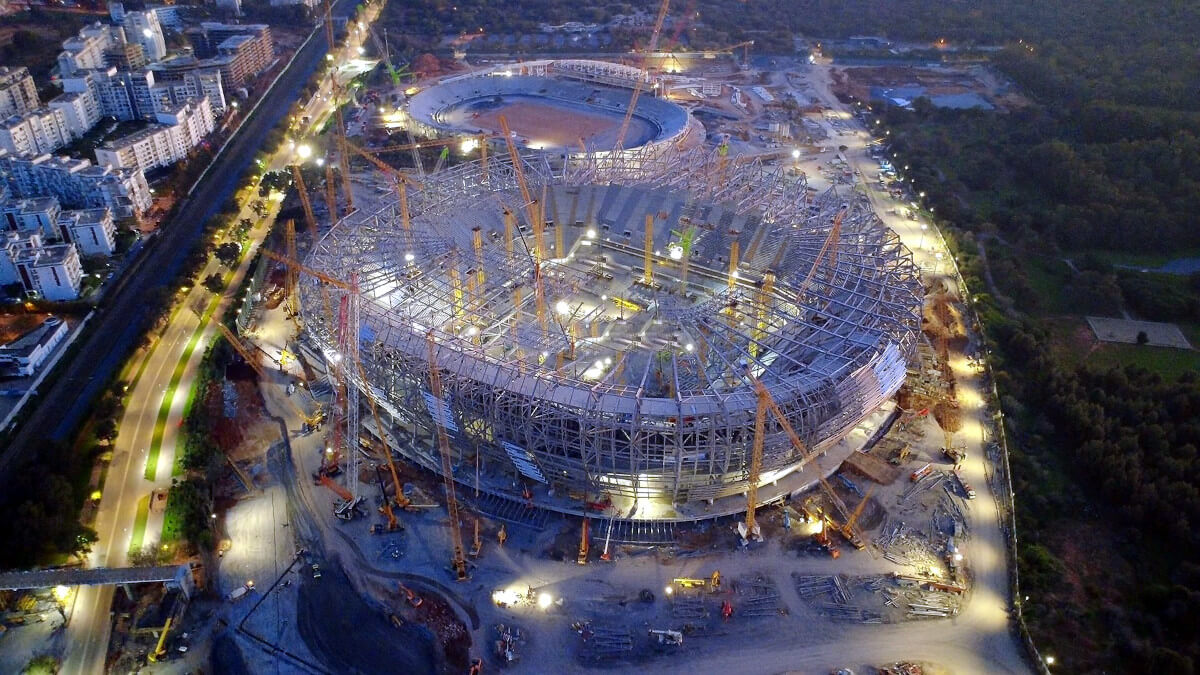 Obras del estadio Moulay Abdallah en Rabat, Marruecos, con capacidad para 65.000 espectadores - PHOTO/ @worldstadium_FR