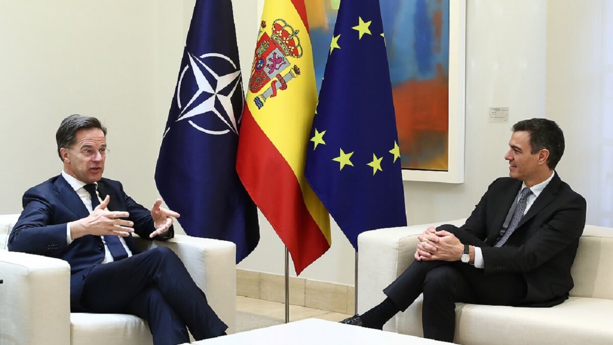 Tanto el secretario general de la OTAN como los mandatarios del resto de socios están expectantes por conocer el Gran Plan de Seguridad y Defensa que prepara Madrid. En imagen, Mark Rutte en enero, en la Moncloa - PHOTO/Pool Moncloa-Fernando Calvo