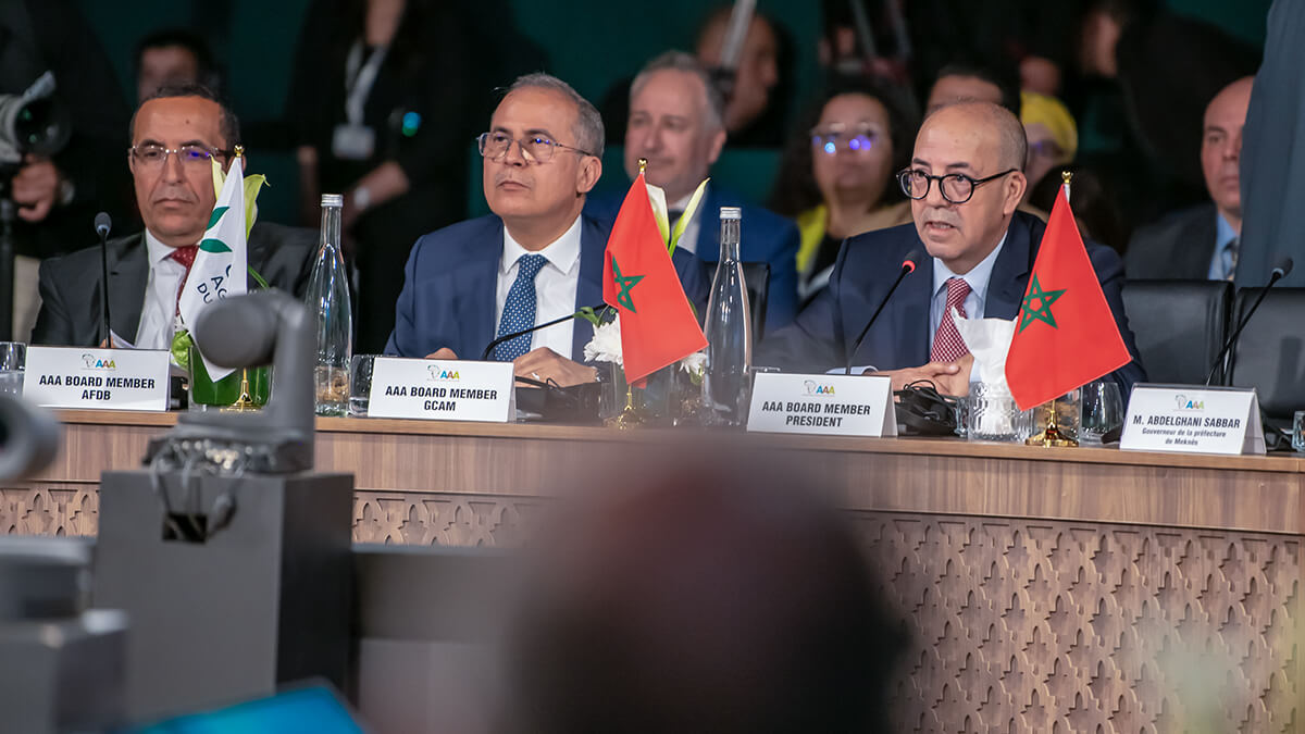 Ahmed El Bouari, ministro de Agricultura, de Marruecos, junto a Abdelhakim Al Waer, de la FAO, agencia de Alimentos y Agricultura de la ONU - PHOTO/SIAM