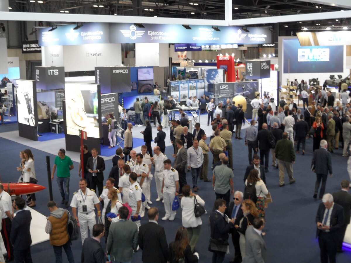 Cuatro grandes pabellones cubiertos que suman 66.690 m², acogen a las 600 empresas españolas y de terceros países que se han sumado a la cuarta edición de la Feria Internacional de Defensa y Seguridad de España - PHOTO/JPons