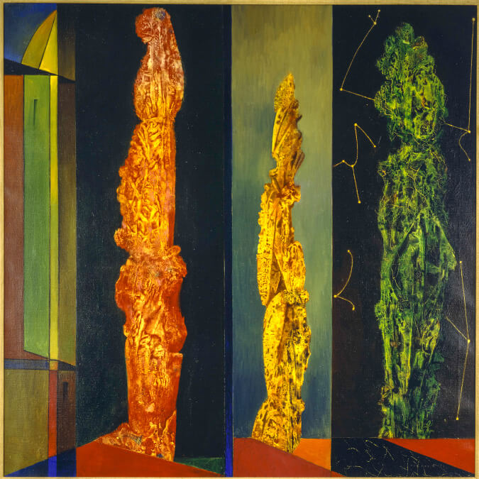 Max Ernst, Les trois cyprès [Los tres cipreses], 1951. Centre Pompidou, Paris Musée national d’art moderne – Centre de Création Industrielle. Centre Pompidou, MNAM-CCI/Jacques Faujour/Dist. RMN-GP Max Ernst, VEGAP, Barcelona, 2023