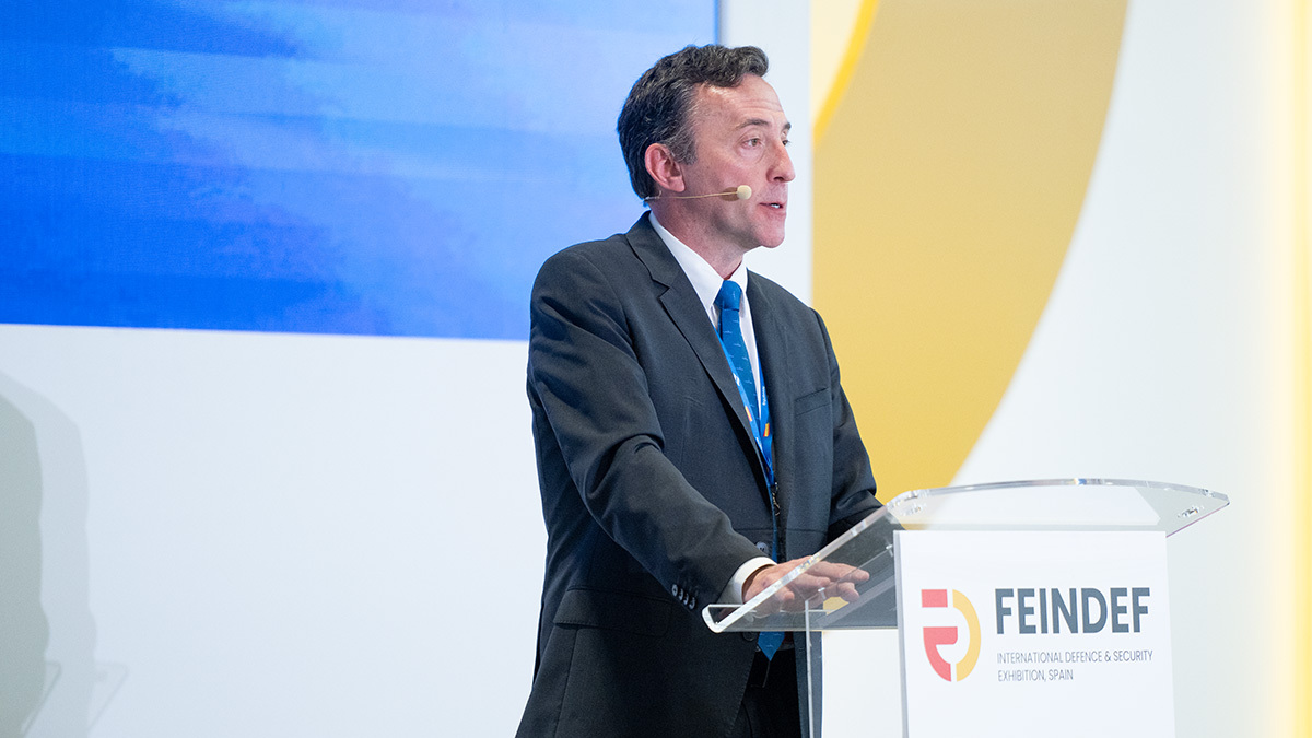 Ricardo Domínguez García-Baquero, presidente de Navantia, en la feria de defensa FEINDEF - PHOTO/ATALAYAR/GUILLERMO LÓPEZ
